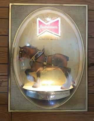 Vintage Budweiser Clydesdale Horse Light 3d Sign Bubble Beer Tavern Bar