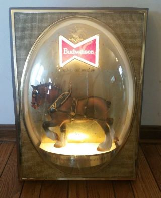 Vintage Budweiser Clydesdale Horse Light 3D Sign Bubble Beer Tavern Bar 6