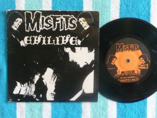 Misfits Evilive 45 Rpm 7 " Ep W/ Picture Sleeve Plan 9 1982 Orange Label 1st Punk
