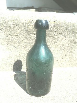 Antique Blob Top Iron Pontil Premium Soda Water Geo Vanbenschoten Green Bottle