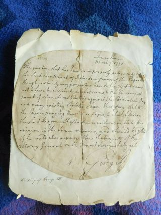 King George Iii Rare Hand Wrtten And Signed Letter