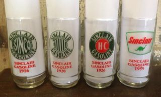 Vintage Sinclair Gasoline Through The Years Drinking Glass 1916 1920 1926 1959