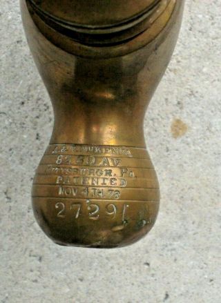 Antique 1873 A & T McKenna Brass Barrel Tap Beer Spigot Faucet Pittsburgh Rare 4