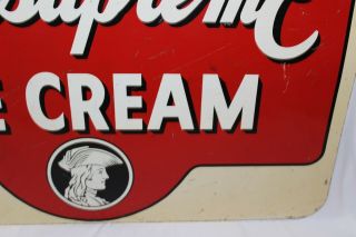 Antique PENSUPREME ICE CREAM Porcelain Enamel Double Side Sign Dairy Advertising 4