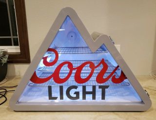 Coors Light Beer Mountain Mini Refrigerator Cooler Fridge Led Light Up