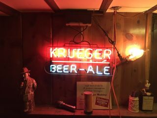 1930’s Or 40’s Krueger Neon Beer Ale Sign,  Vintage In Bar,  Newark