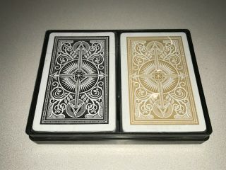KEM Plastic Playing Cards,  Arrow Black/Gold Bridge Size,  Narrow Standard Index 3