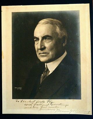 Pres.  Warren G.  Harding,  Autograph Photo Signed To Lincoln Tomb Custodian