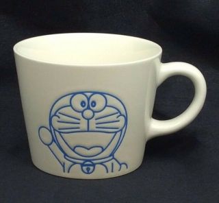 Doraemon Ceramic Mug Coffee Cup Embossed Blue Fujiko Pro Shogakukan Tv Rare