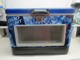Bud Light See Through Illuminated Lighted Beer Cooler Blue Man Cave Tailgate
