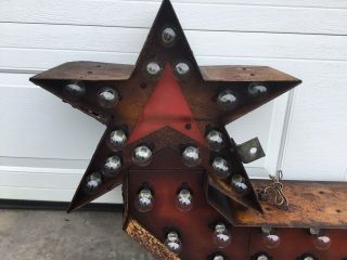 Antique Double Sided Electric Lighted Arrow Star Sign 6 Foot Underwriters 5