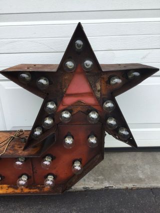 Antique Double Sided Electric Lighted Arrow Star Sign 6 Foot Underwriters 6