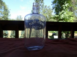 Western,  Montana Whiskey Bottle Flask,  The Placer Hotel Helena Mont.  Near Perfect