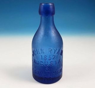 John Ryan Cobalt Blue 1852 Savannah Augusta Ga Xx Porter & Ale Soda Bottle Short