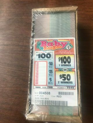 " Baby Boo Boo " 1 Window Pull Tab 288 Tickets Payout $185 Usa Only