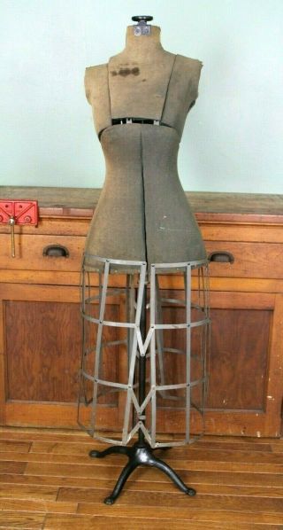 Antique Dress Form Cast Iron Legs Old Clothing / Window Shopping Decor Piece