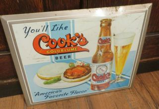 Cook ' s GOLDBLUME BEER TOC sign bottle Evansville Indiana American Art Ohio 5