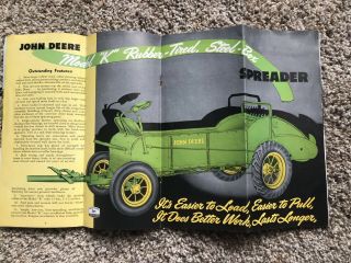 1940’s John Deere Model K Spreader Sales Brochure Rubber Tires Rare Farm