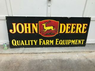 " John Deere " X - Large,  Heavy Double Sided Porcelain Dealer Sign,  (60 " X 27 ")