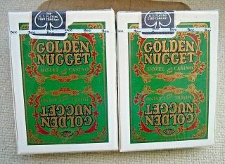 Vintage 2 Golden Nugget Hotel & Casino Downtown Vegas Green Playing Cards