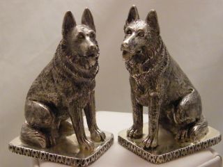 Pr Silver/plated 800 Mark Heavy Salt Pepper Pots In Form Of German Shepherd Dogs