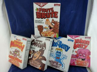 General Mills Fruit Brut,  Yummy Mummy,  Boo Berry,  Cereal Box Monster Cereal Set
