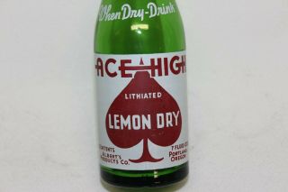 Ace High Lithiated Lemon Dry Soda Bottle,  Portland,  Oregon 1941