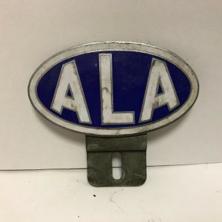 Vintage Porcelain Ala Gas And Oil Sign License Plate Topper Die Cut Oval