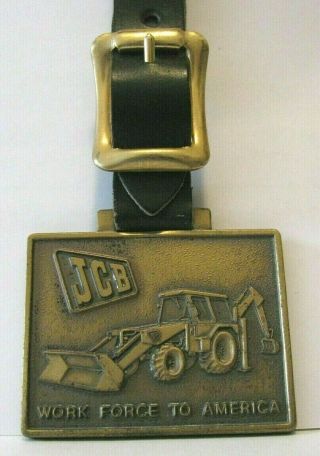 Jcb Backhoe Loader Tractor Brass Pocket Watch Fob Construction Heavy Equipment