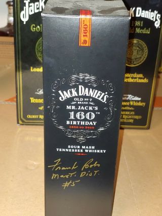 Jack Daniels 160th Birthday Bottle,  Box Signed By 3 Masters