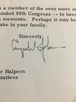 Lyndon Johnson Signed Letter (1965) Letter To Rep.  Halpern President 2