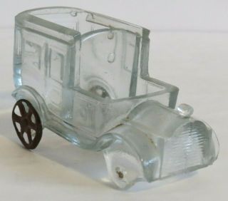 Antique 1914 Automobile Car Glass Candy Container West Bros Grapeville,  Pa