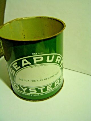 " Seapure " Brand Pint Oyster Seafood Tin Can Lester And Toner Greenport Long Is