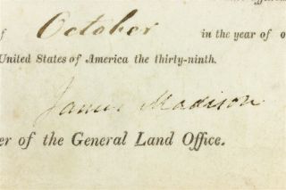 James Madison hand signed land grant Steubenville,  OH 2