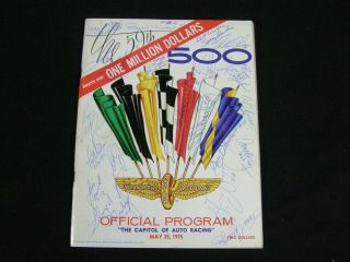 1975 Indy 500 Racing Program Autographed By Many Drivers Unser Carter Vukovich