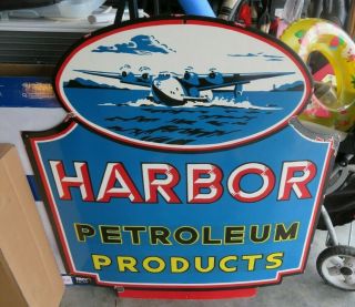 Large Vintage Porcelain Gas And Oil Sign,  Very Rare