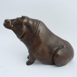Heavy Cast Bronze Figure Of A Hippopotamus,  Signed,  Limited Edition