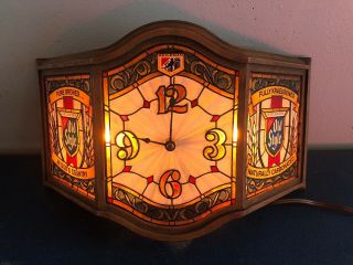 (vtg) 1970s Old Style Beer Stain Glass Looking Light Up Back Bar Clock Sign Rare