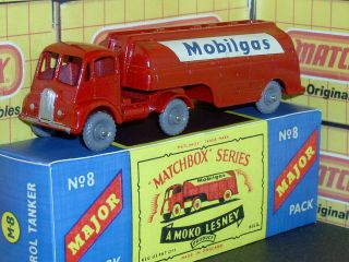 Matchbox Lesney Thorneycroft Mobilgas Petrol M - 8 - A Red Gpw Major Vnm Crafted Box
