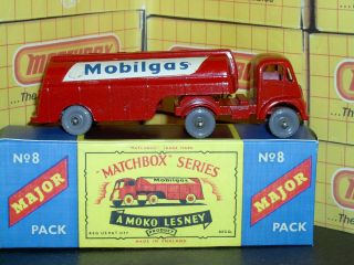 Matchbox Lesney Thorneycroft MOBILGAS Petrol M - 8 - A red GPW Major VNM crafted box 4