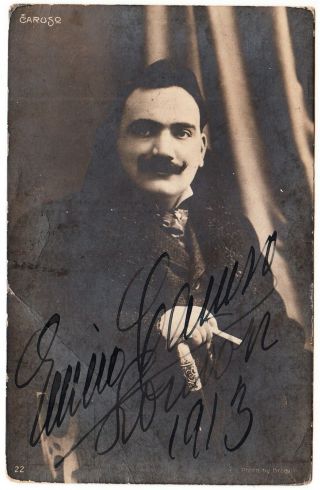 Enrico Caruso.  Italian Operatic Tenor.  Sp Boldly Signed And Dated 1913 In London