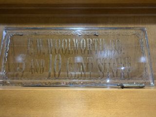 Antique F.  W.  Woolworth Co.  Five And Ten Cent Store Sign Reverse Painted On Glass