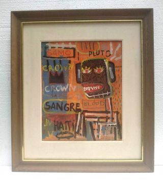 Jean - Michel Basquiat Acrylic And Oilstick On Canvas With Framed