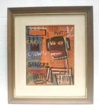 JEAN - MICHEL BASQUIAT ACRYLIC AND OILSTICK ON CANVAS WITH FRAMED 2