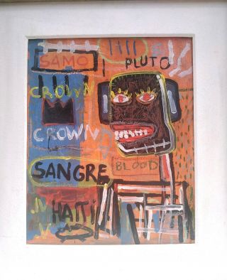 JEAN - MICHEL BASQUIAT ACRYLIC AND OILSTICK ON CANVAS WITH FRAMED 5