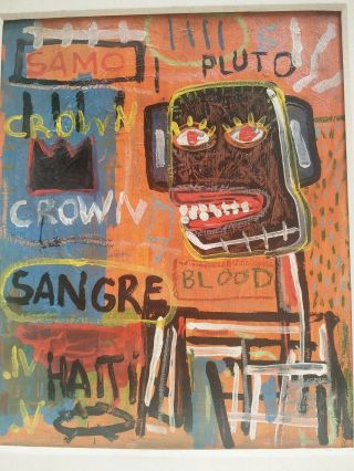 JEAN - MICHEL BASQUIAT ACRYLIC AND OILSTICK ON CANVAS WITH FRAMED 6
