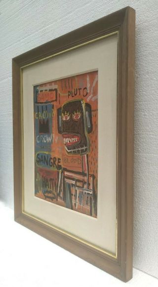 JEAN - MICHEL BASQUIAT ACRYLIC AND OILSTICK ON CANVAS WITH FRAMED 7