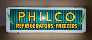 Vintage Philco Refrigerators - Freezer Lighted Sign Rare Subject Matter 27x9x3 "