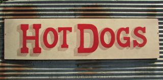 Vintage Handpainted Hot Dogs Big Sign Fair Food Truck Carnival Restaurant Cafe