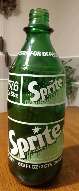 Vintage Coca Cola Co.  Sprite 2 Liter Glass Bottle 67.  6 Fl Oz No Cap 13 " Tall